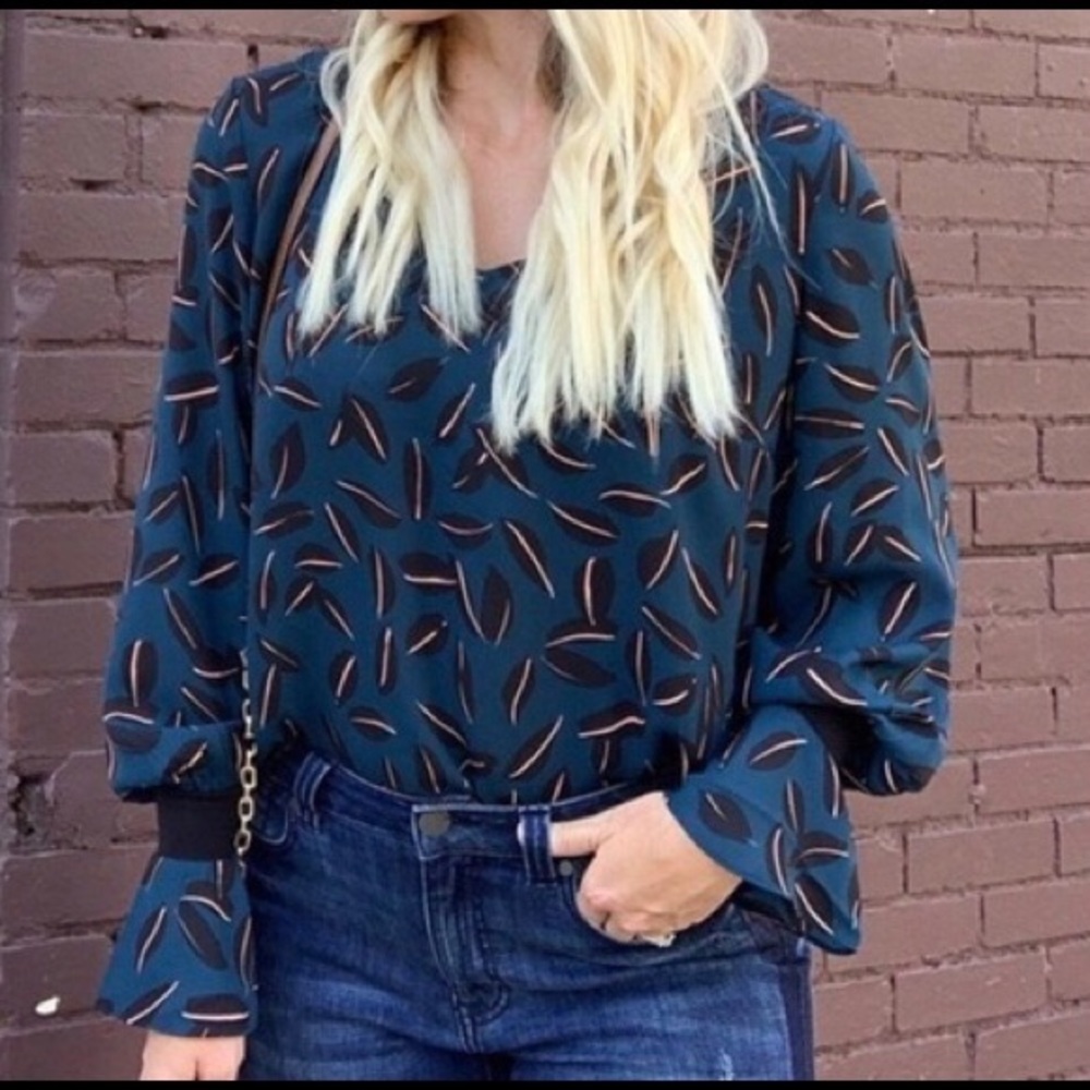 Cabi Shadow Leaf Blouse style # 3763